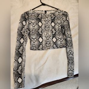 Small Black and White Snakeskin Patterned Crop Top